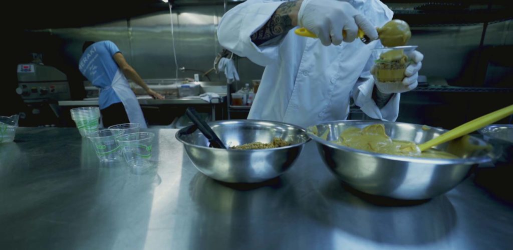Juice prep in the Meraki commercial kitchen
